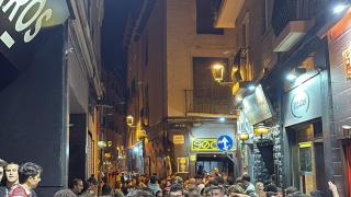 Así estaba la calle del Temple, en Zaragoza, este sábado