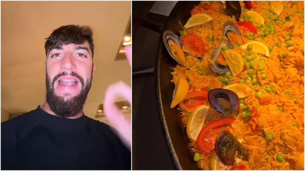 Carlos García 'Carliyo' viaja a África y no da crédito a la paella que sirven allí. EE