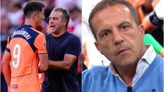 Montaje de Lewandowski, Hansi Flick y Cristóbal Soria