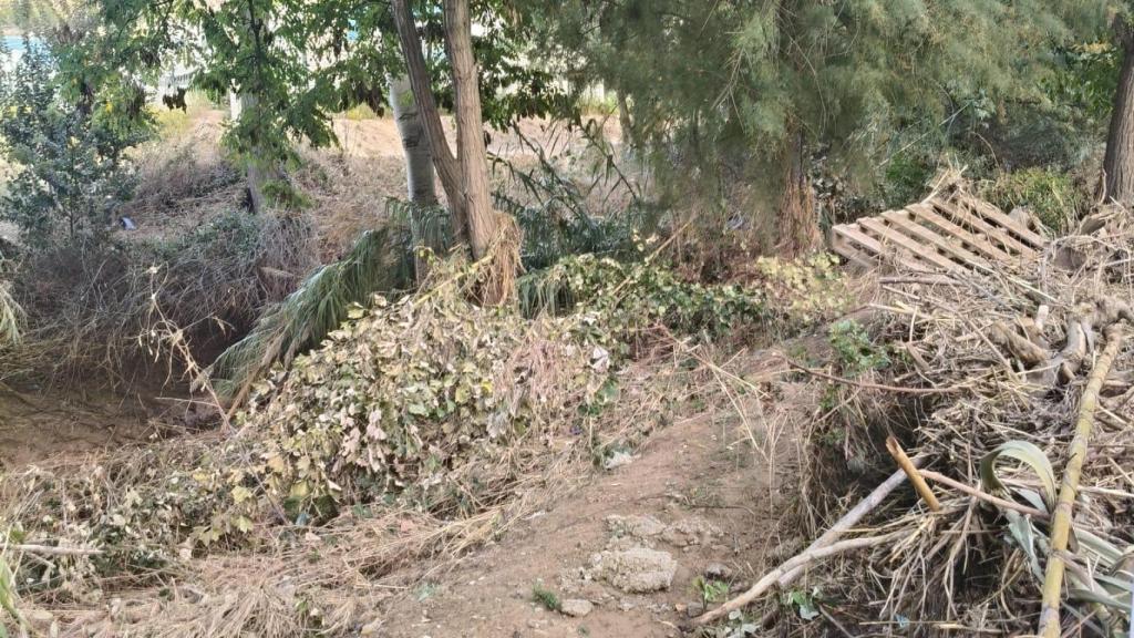 Un camino destrozado en Cadrete tras las tormentas