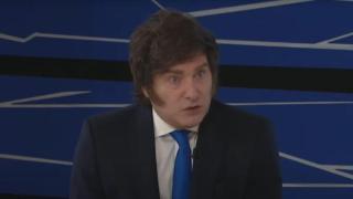El presidente argentino, Javier Milei, durante la entrevista en el canal La Nación +.