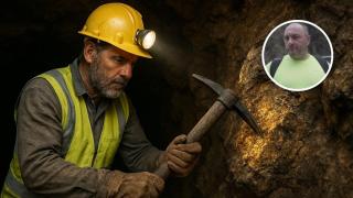 Montaje con un minero electricista de Asturias y un minero generado por IA.