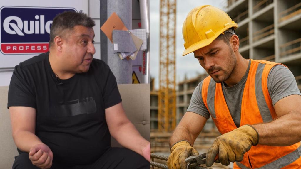 Imagen de Hernán y un trabajador de la construcción.