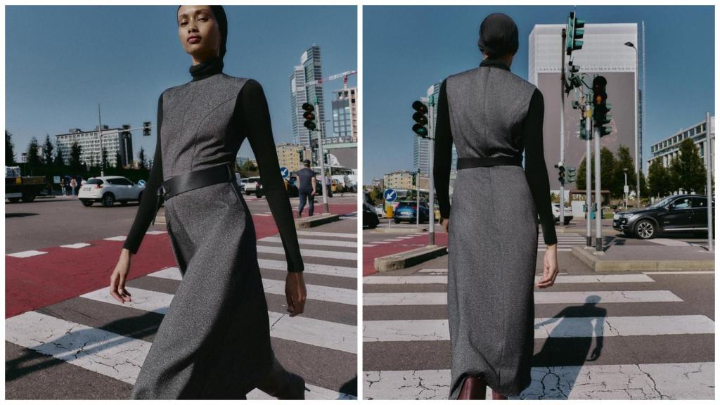 Vestido midi jaspeado.