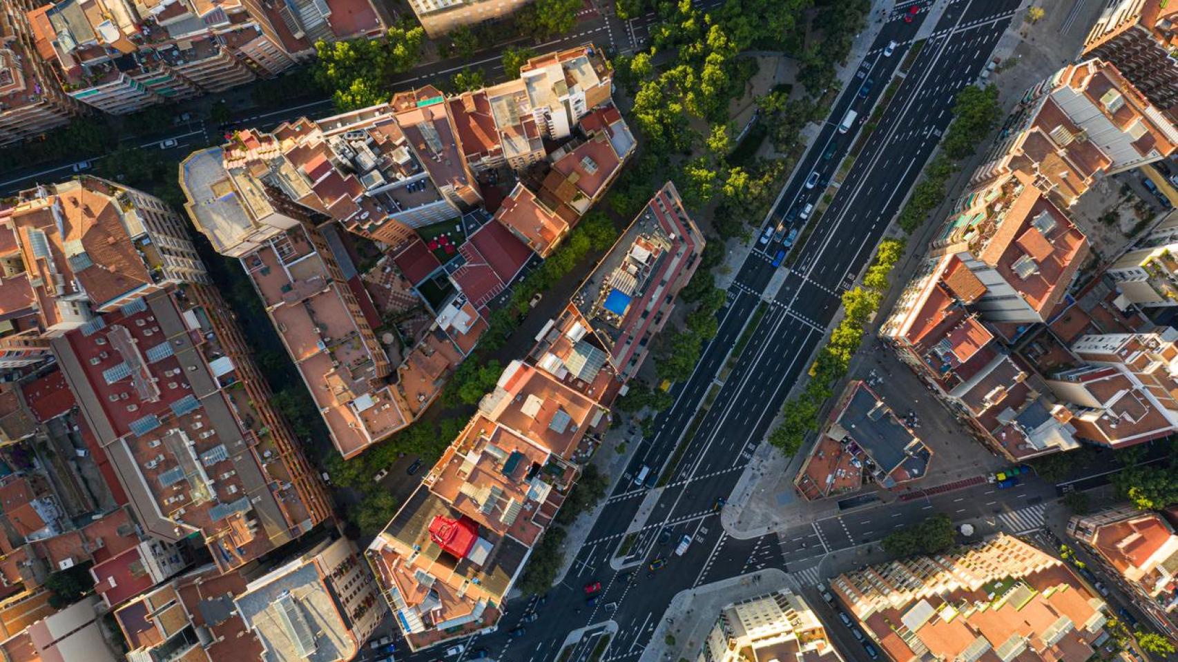 Vista área de un barrio.