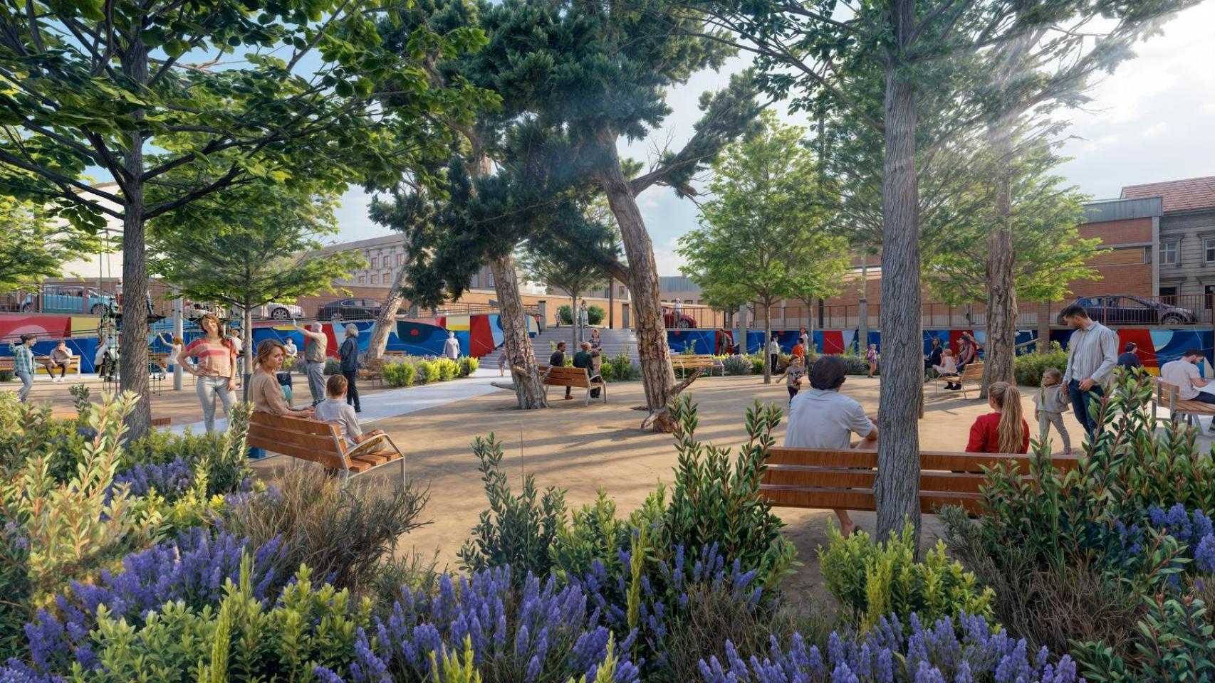 Recreación de la plaza en el barrio de San José.