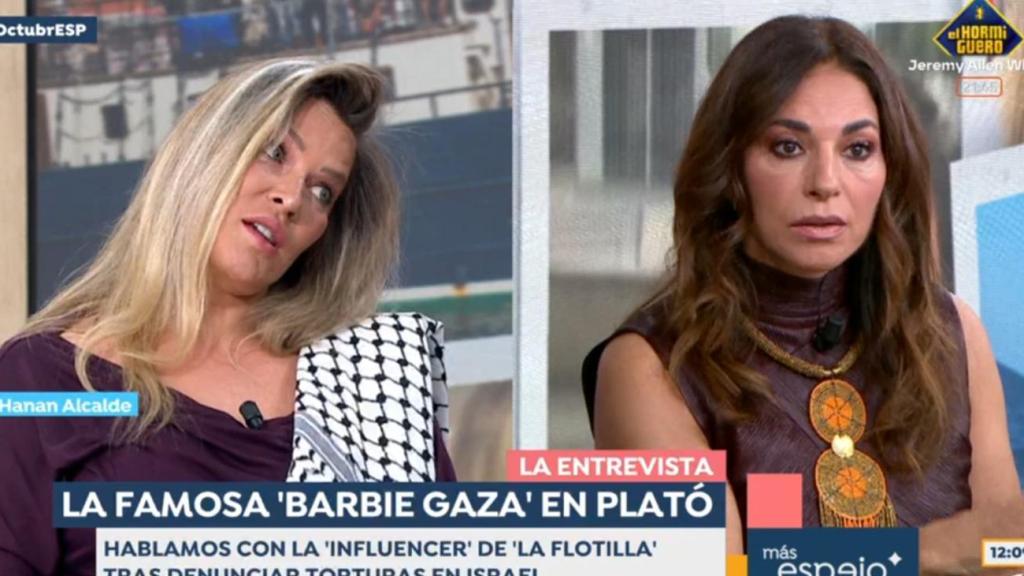 Hanan Alcalde, conocida como 'Barbie Gaza', y Mariló Montero, en 'Espejo Público'.