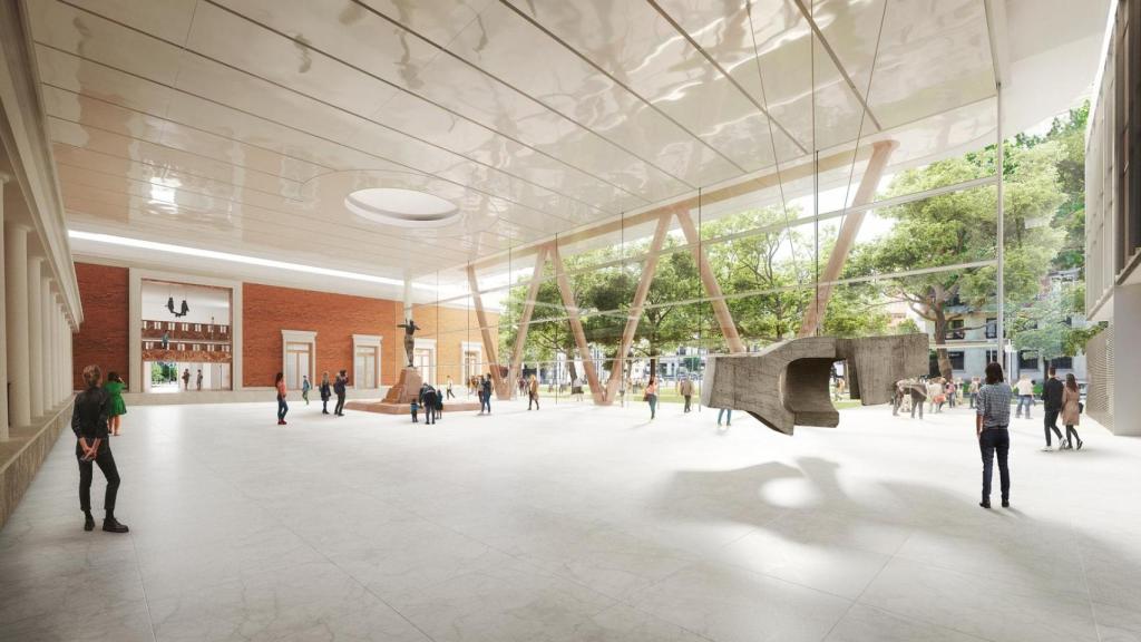 Render de la ampliación Museo de Bellas Artes de Bilbao (entrada principal e interior atrio Arriaga) UTE Foster Partners Ltd. / LM Uriarte Arkitektura S.L.P. Foto: Museo de Bellas Artes de Bilbao