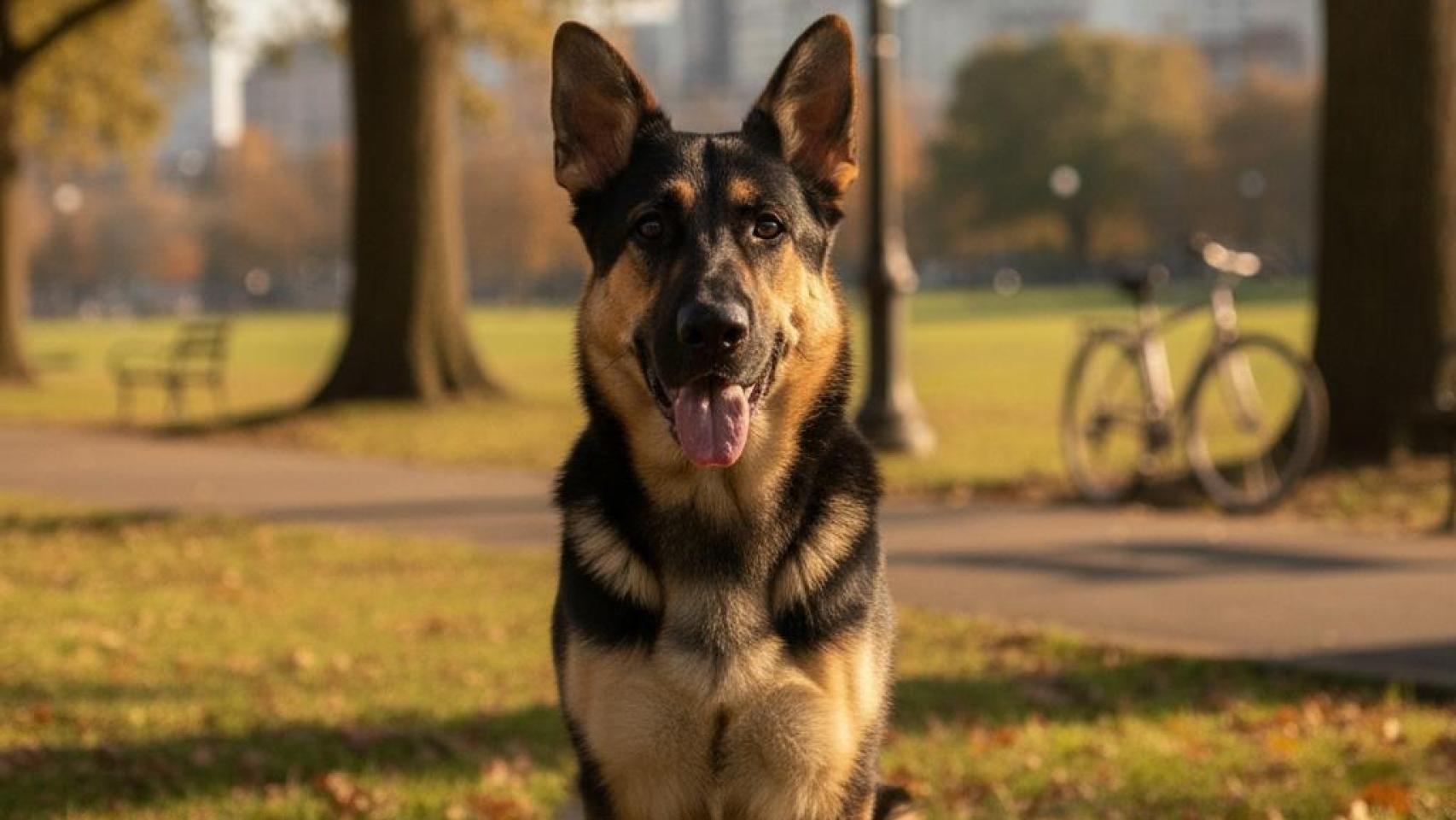 Un perro en un parque.