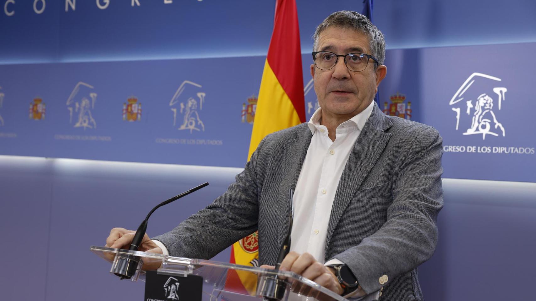 El portavoz del PSOE en el Congreso, Patxi López, este martes.