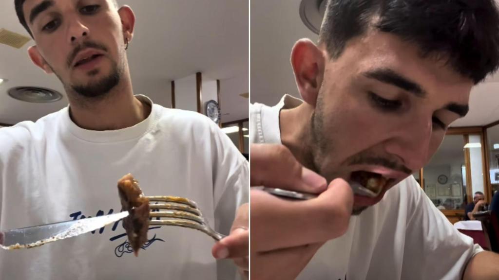 Gonzalo probando el menú de Rausan, en Alfajarín (Zaragoza)