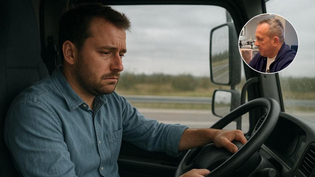 Imagen generada por IA de un camionero y de Ricardo Lucientes.