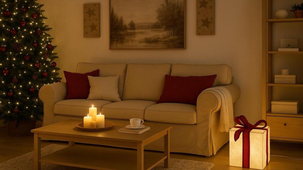 Salón decorado de Navidad.