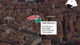 Lugar en el que está ubicado el edificio derrumbado en Madrid.