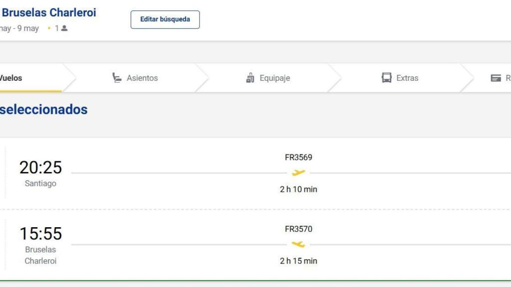 Vuelos Santiago - Bélgica con Ryanair