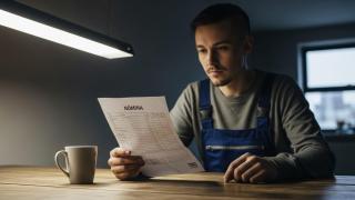 Un trabajador revisa su nómina en una imagen creada con IA.