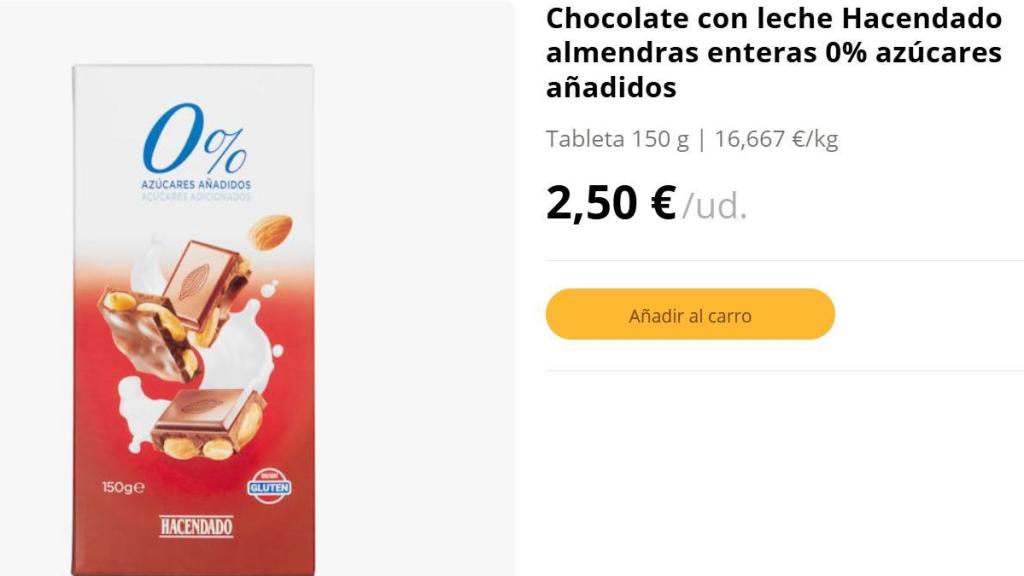 Chocolate con leche Hacendado.