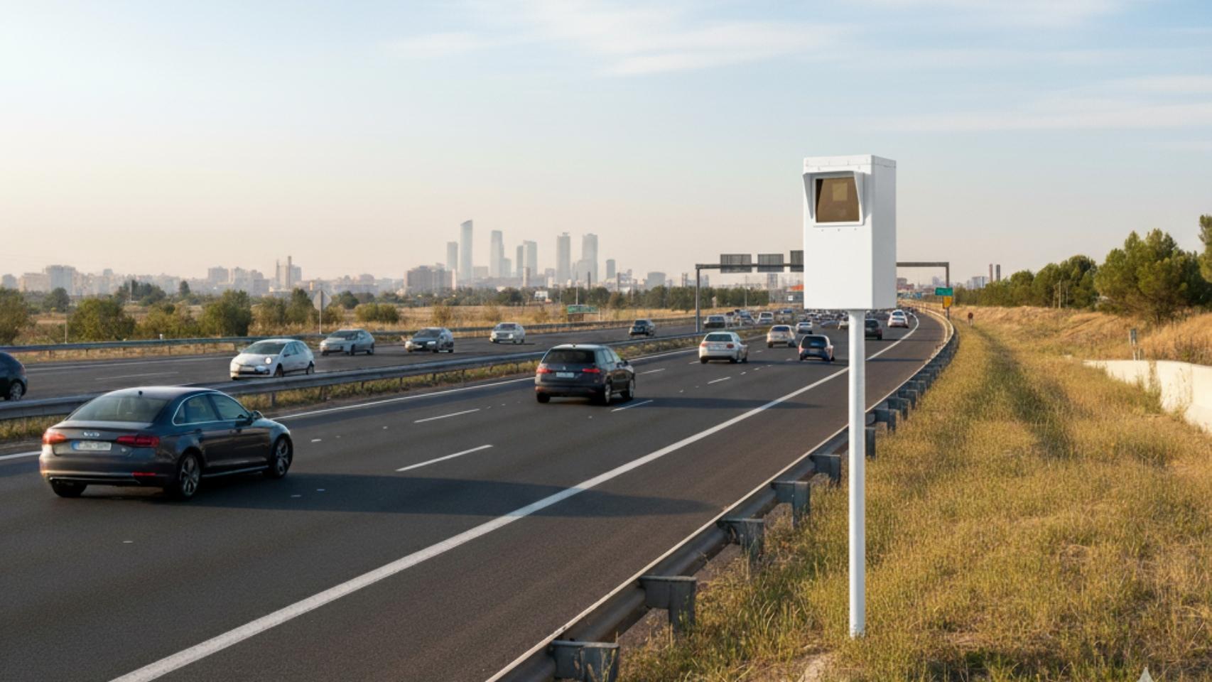 Imagen de un radar en una carretera de Madrid creado por IA.