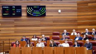 El Grupo Socialista durante una de las votaciones en la segunda sesión del Pleno de las Cortes