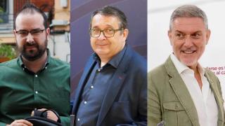 Los exprocuradores del PSOE en las Cortes de Castilla y León Ángel Hernández y Juan Luis Cepa y el procurador José Luis Vázquez, en un montaje de EL ESPAÑOL