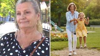 Josefa y una abuela con su nieta generada con IA.