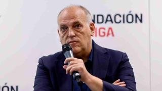 Javier Tebas, presidente de la Liga, durante un acto oficial