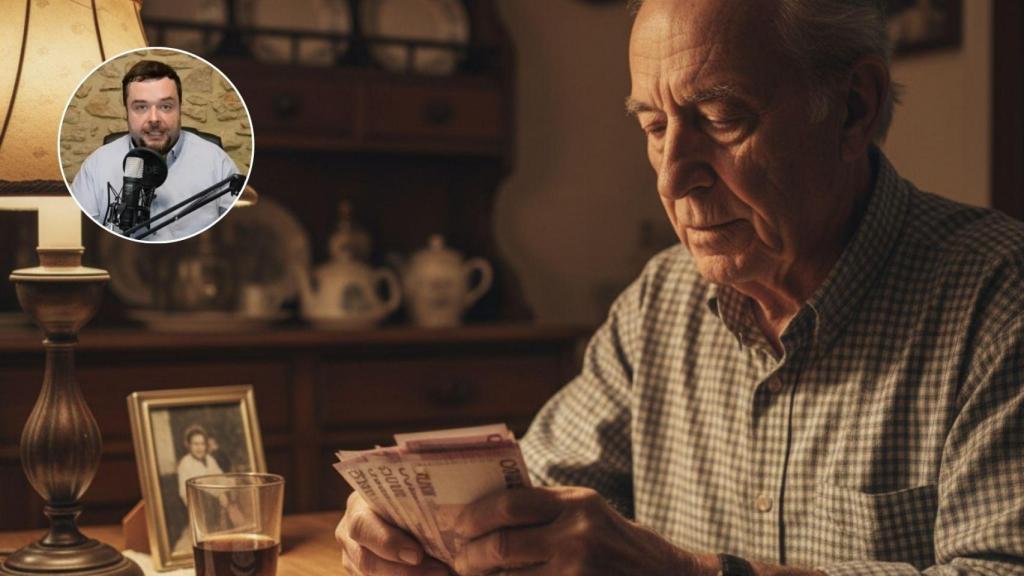 Imagen generada por IA de un jubilado y del abogado Ignacio Solsona.