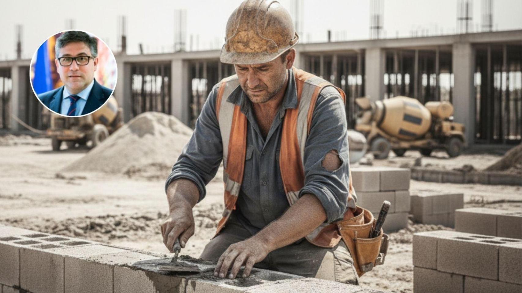 Pedro Fernández Alén y un albañil creado con IA.