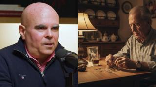 Imagen de Gregorio Hernández Jiménez y una imagen generada por IA de un jubilado.