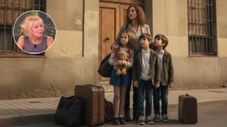 Imagen de Gemma Canas y una imagen generada por IA de una familia sin alquiler.