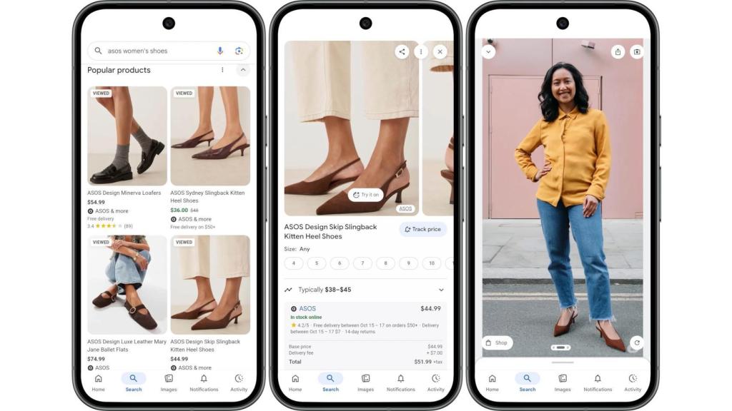 Proceso para probarse zapatos de manera virtual en Google
