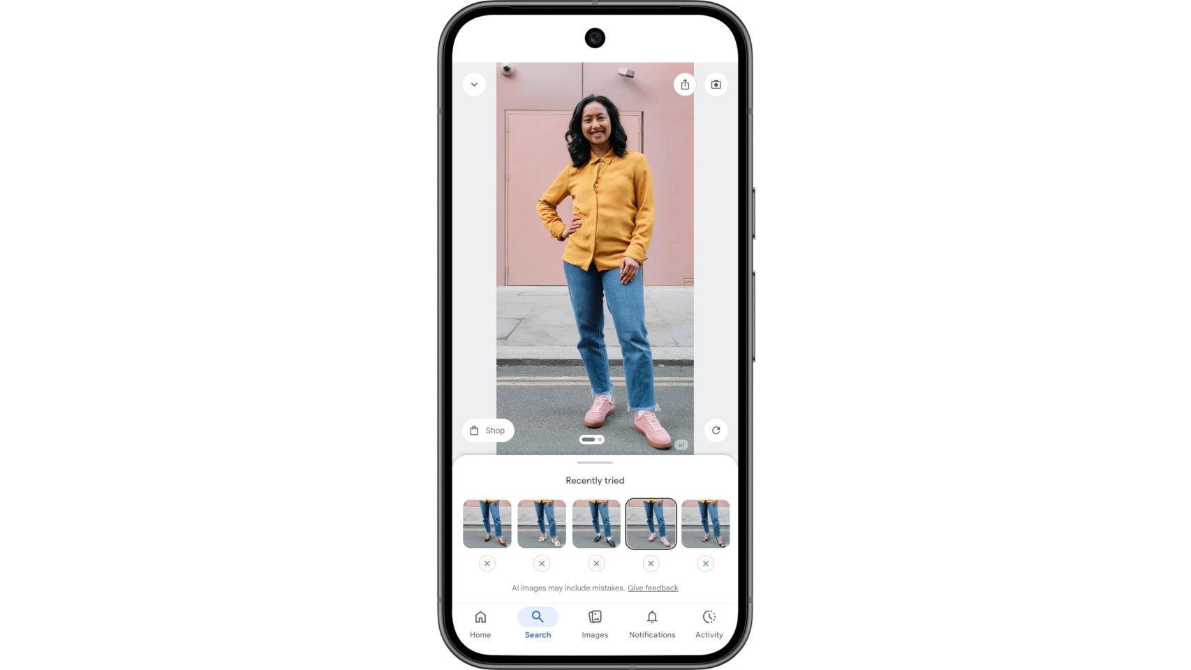 Prueba virtual de zapatos usando IA en Google