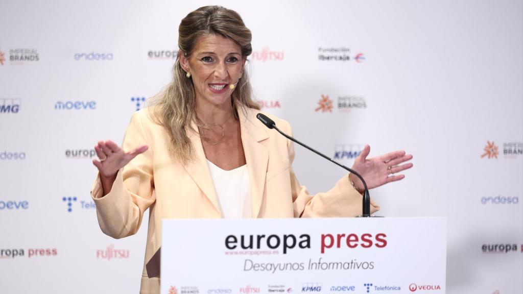 Yolanda Díaz este jueves en un acto en Madrid.