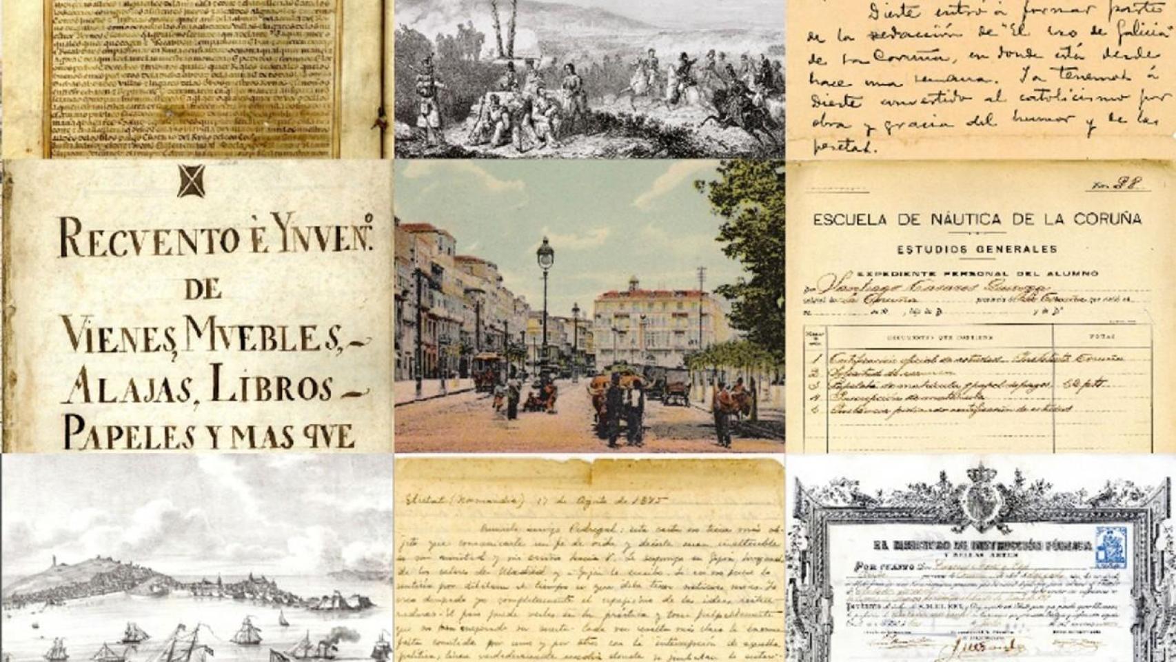 Documentos que la UDC expone en 'O Recuncho Singular'.