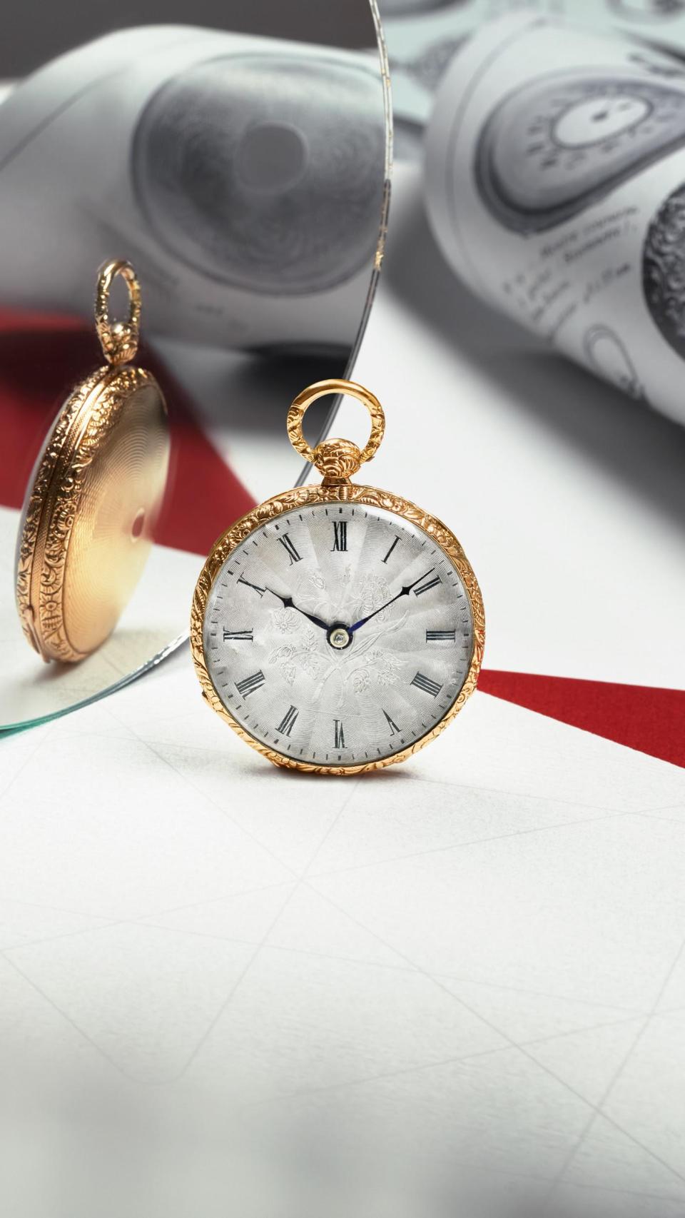 Reloj de bolsillo cilíndrico de oro y esmalte de Vacheron Constantin (1850).