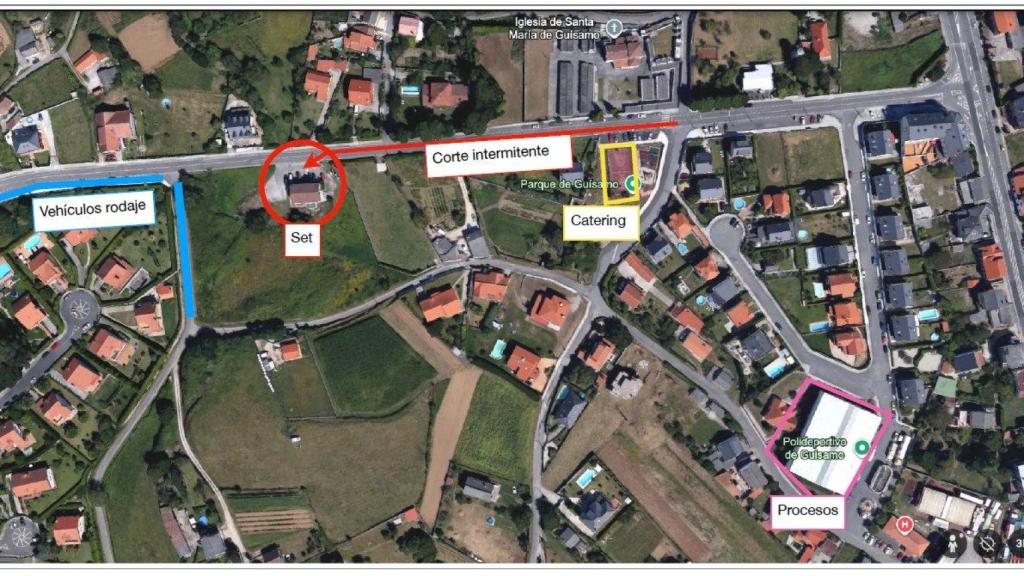 Cortes de tráfico en Guísamo por el rodaje de 'El crimen de Pazos'.