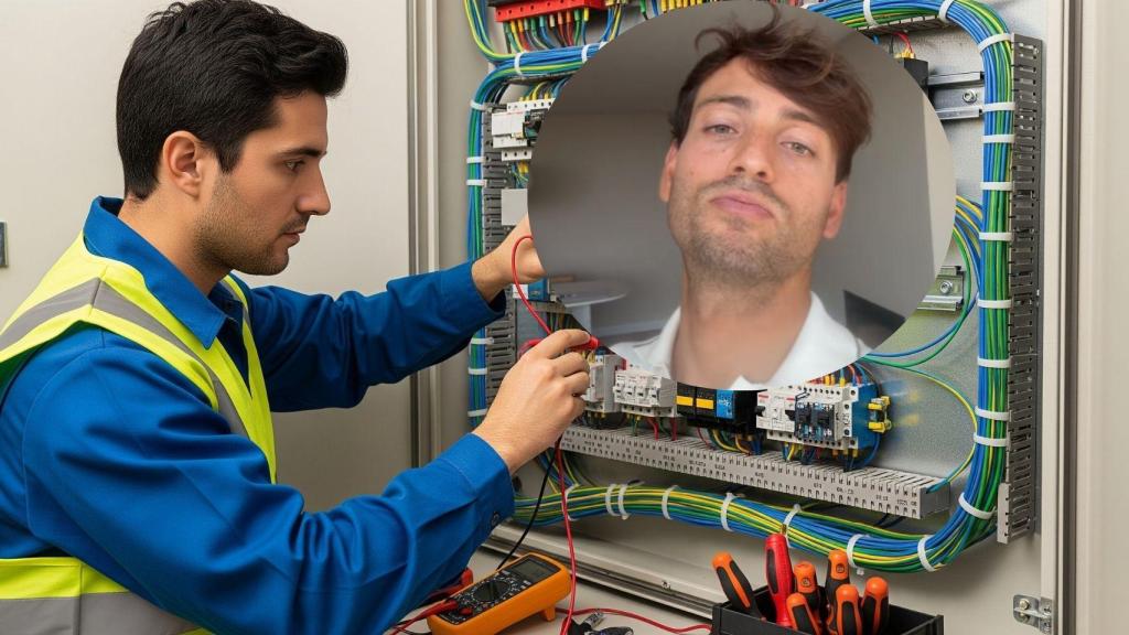 Montaje de Andrés Millán con un trabajador en una imagen creada con IA.