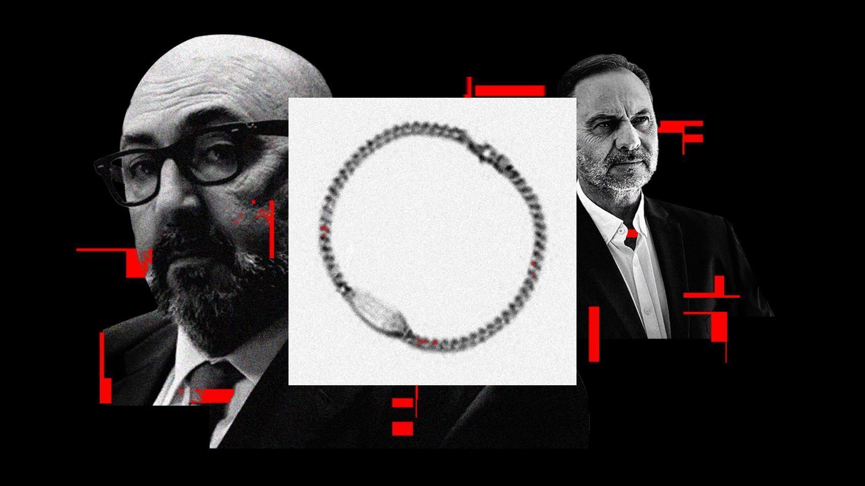 Ábalos, Koldo y una de las imágenes de las pulseras, en un fotomontaje.