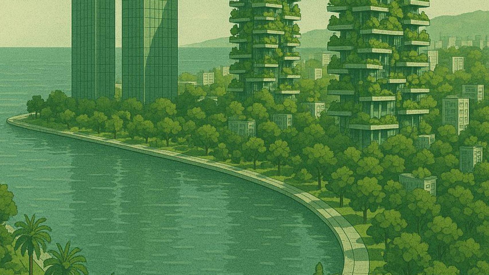 Infografía de una Málaga verde.