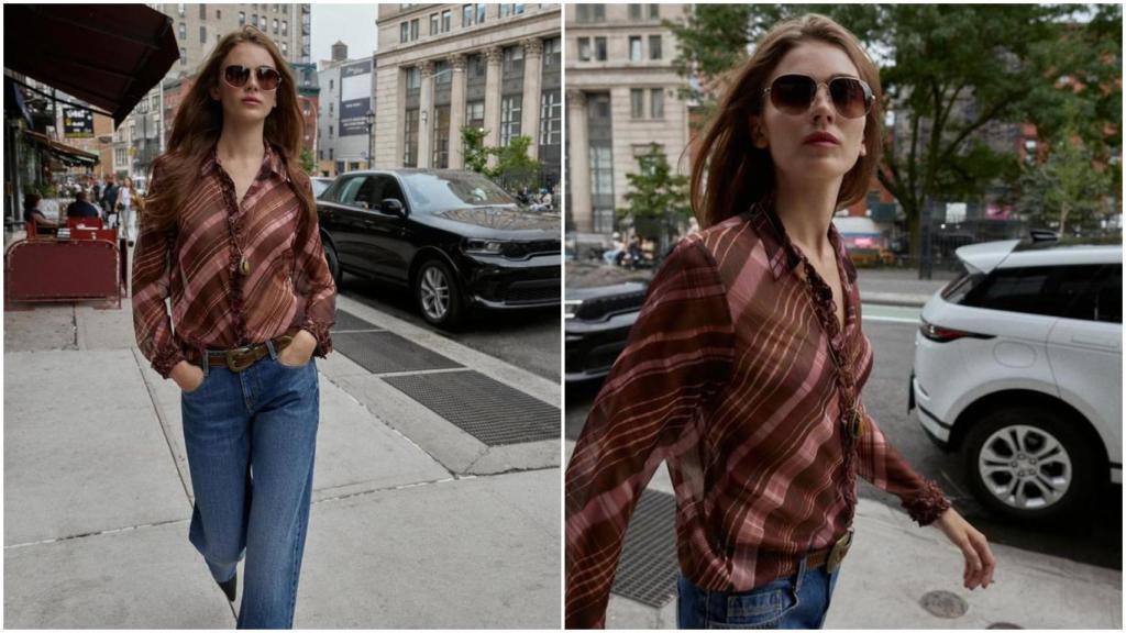 Blusa con estampado de cuadros. Ref: 9024/197/330