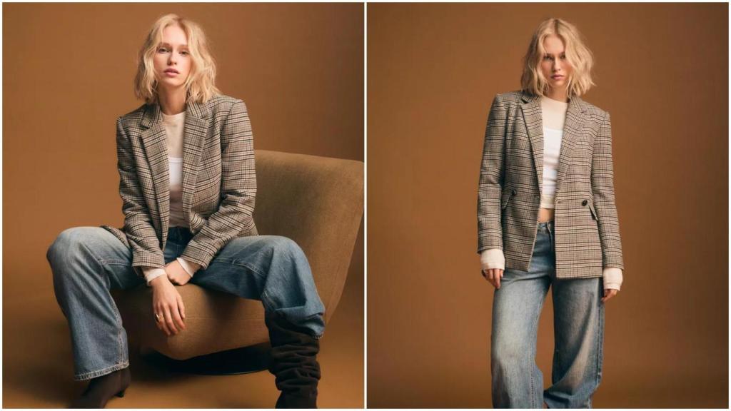 Blazer con estampado de cuadros. Ref: 5912/828/400