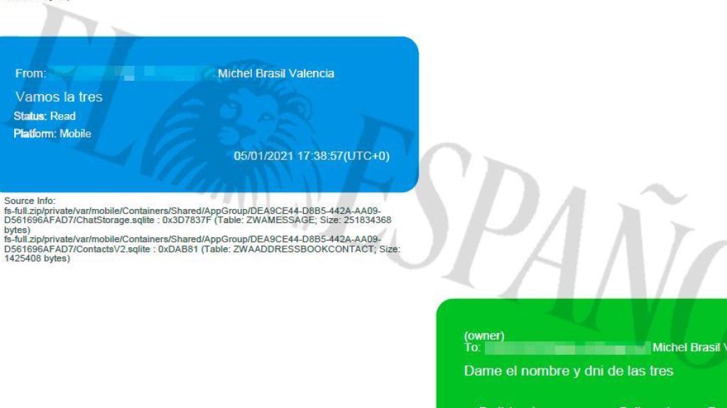 Conversación entre Koldo García y Vanderleia Aparecida el 5 de enero de 2021.