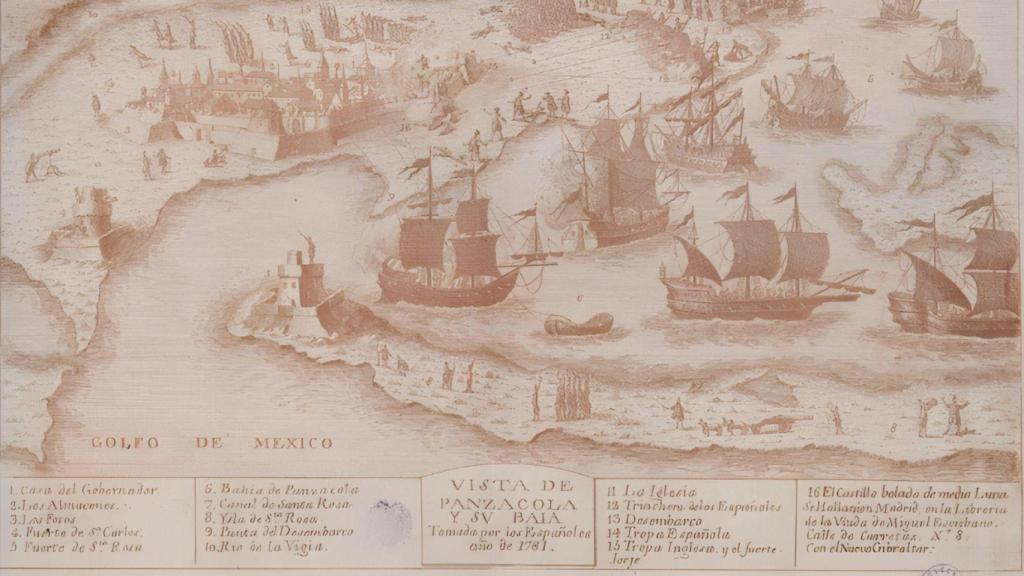 El eco de la victoria en Panzacola fue grande a ambos lados del Atlántico , como muestra la conocida estampa popular con el episodio idealizado.