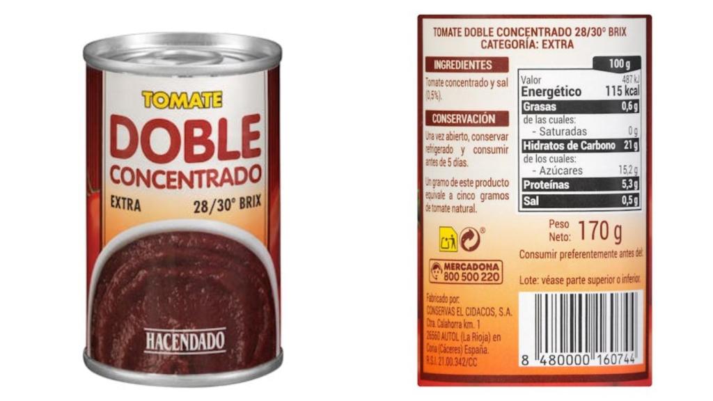 El tomate doble concentrado de Mercadona