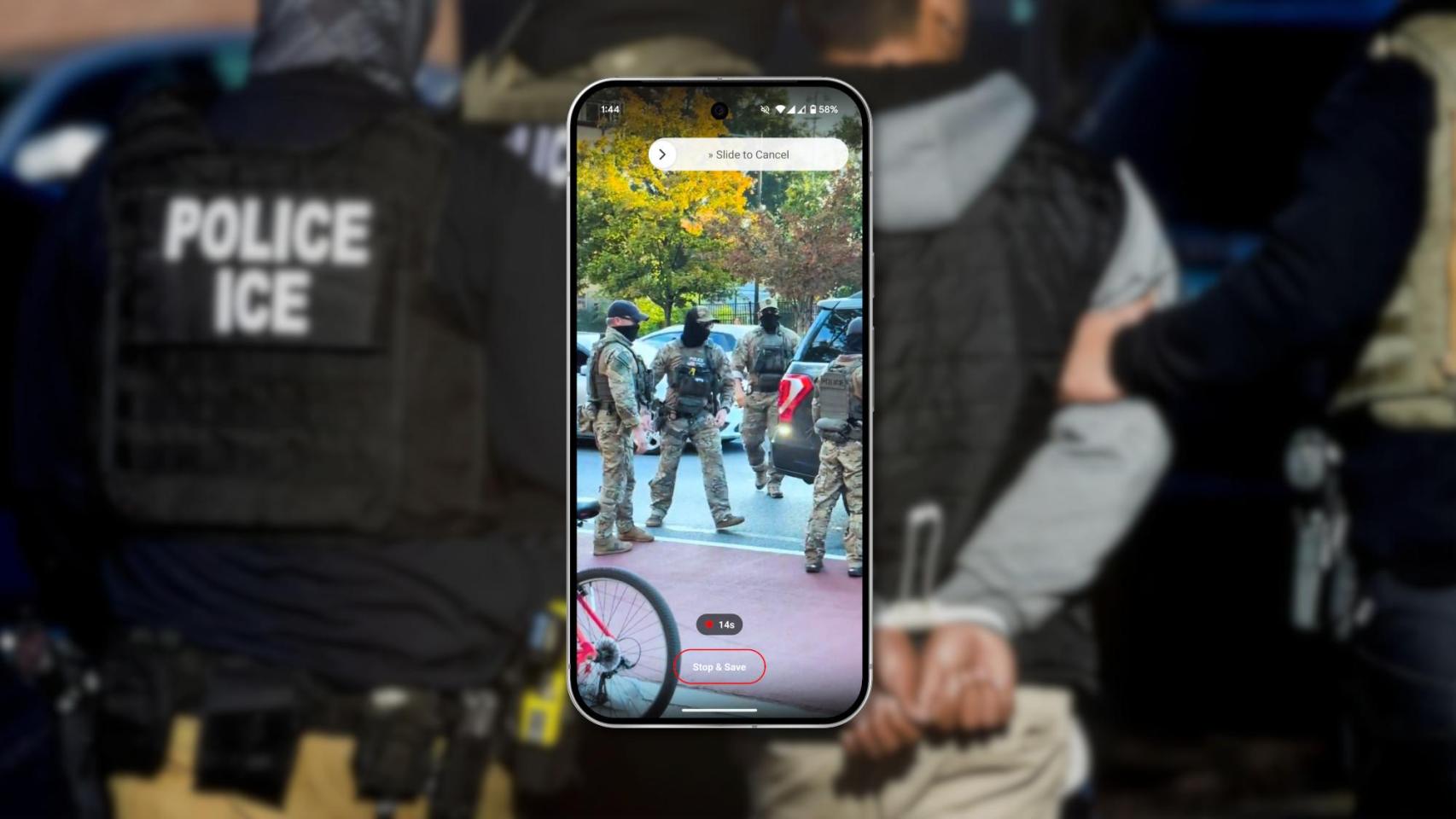 Captura de la aplicación Eyes Up sobre una detención en Denver