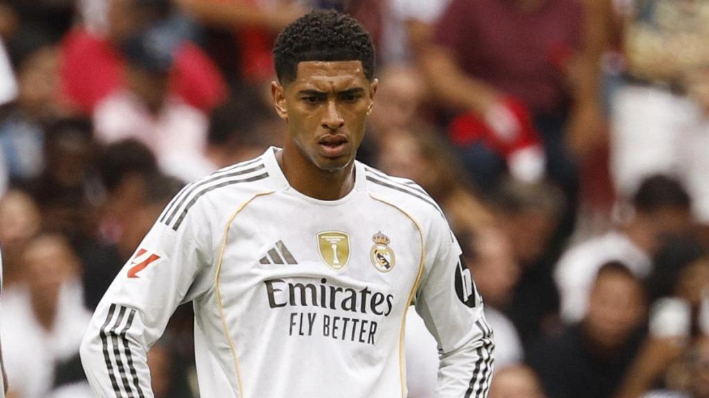 Jude Bellingham, con rostro serio durante el partido ante el Atlético de Madrid.