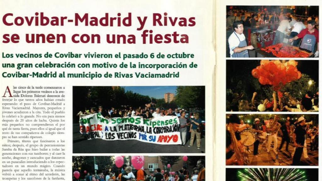 El artículo de la Revista Covibar del número de noviembre de 2006 sobre la celebración por la anexión a Rivas.