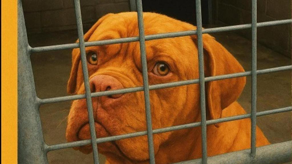 Detalle del cartel de protesta contra el sacrificio de tres perros del refugio de Bando.