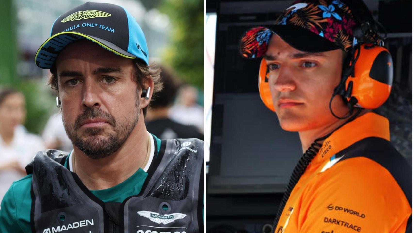 Fernando Alonso, a la izquierda de la imagen y Álex Palou en el lado derecho.