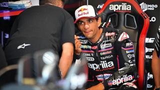 Jorge Martín, en el garaje de Aprilia durante el GP de Austria.